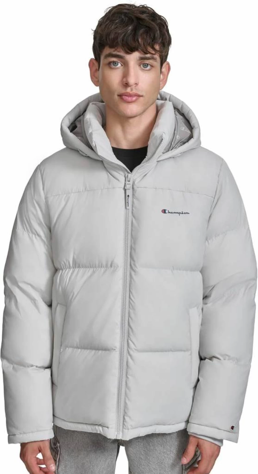 Champion Men's Heavyweight Hooded Puffer Jacket - Adjustable Hood, Warm Winter Coat