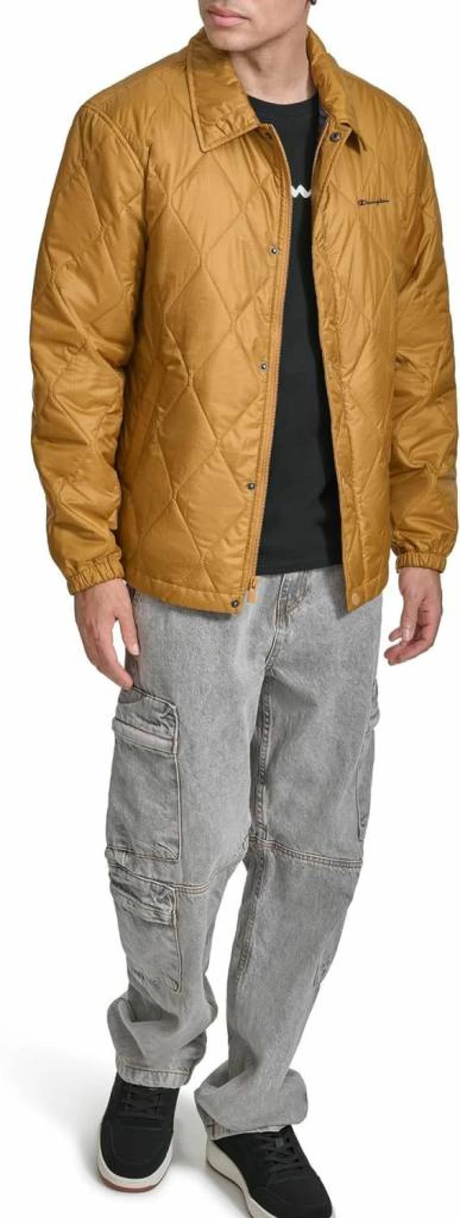 Champion Men's Diamond Quilted Coaches Jacket - Lightweight Active Training Outerwear