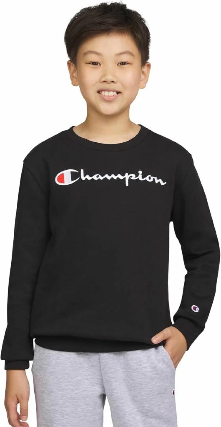 Champion Kids Boys Fleece Crewneck Sweatshirt - Soft Pullover Sweater for Boys