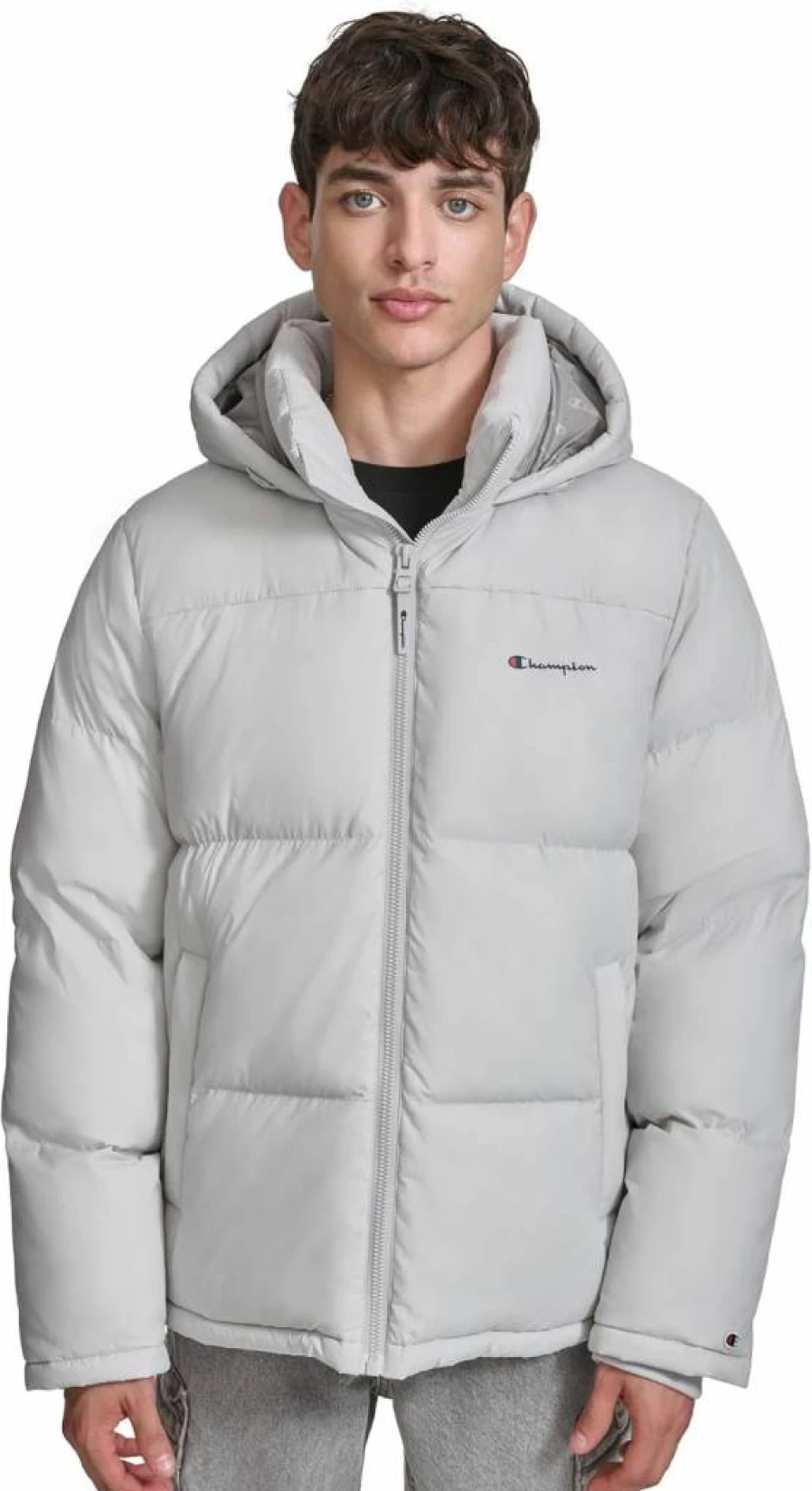 Champion Men's Heavyweight Hooded Puffer Jacket with Adjustable Hood - Winter Warm Coat