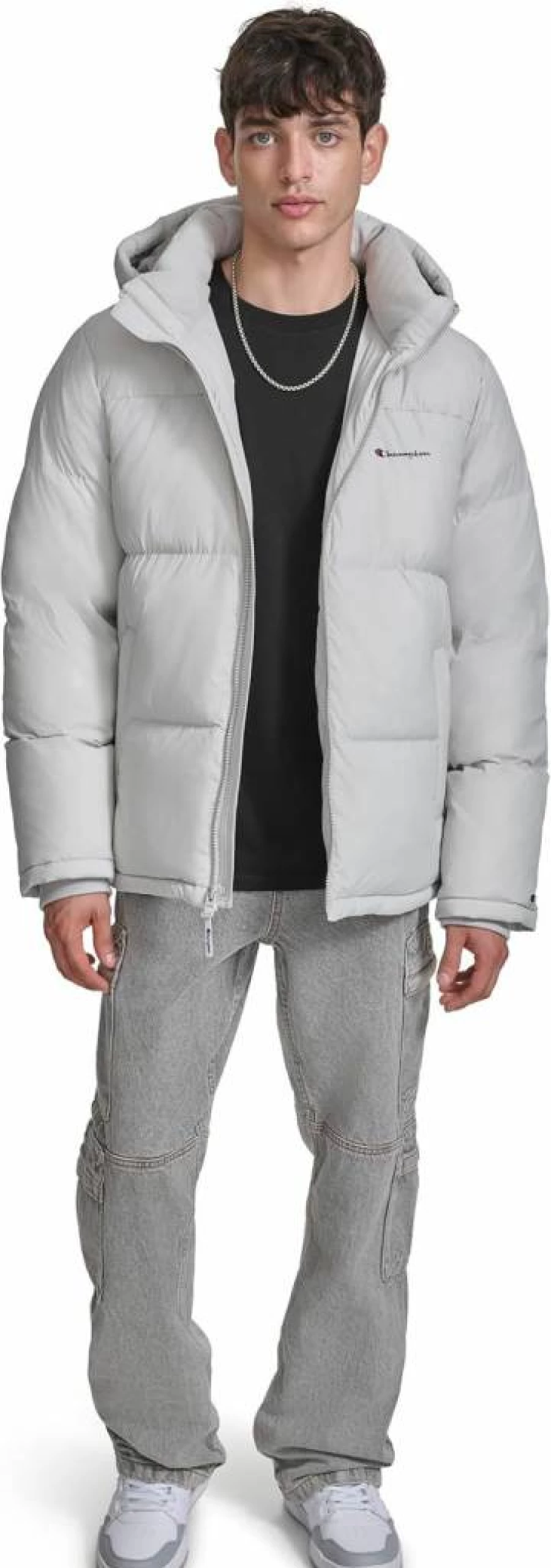 Champion Men's Heavyweight Hooded Puffer Jacket with Adjustable Hood - Winter Warm Coat