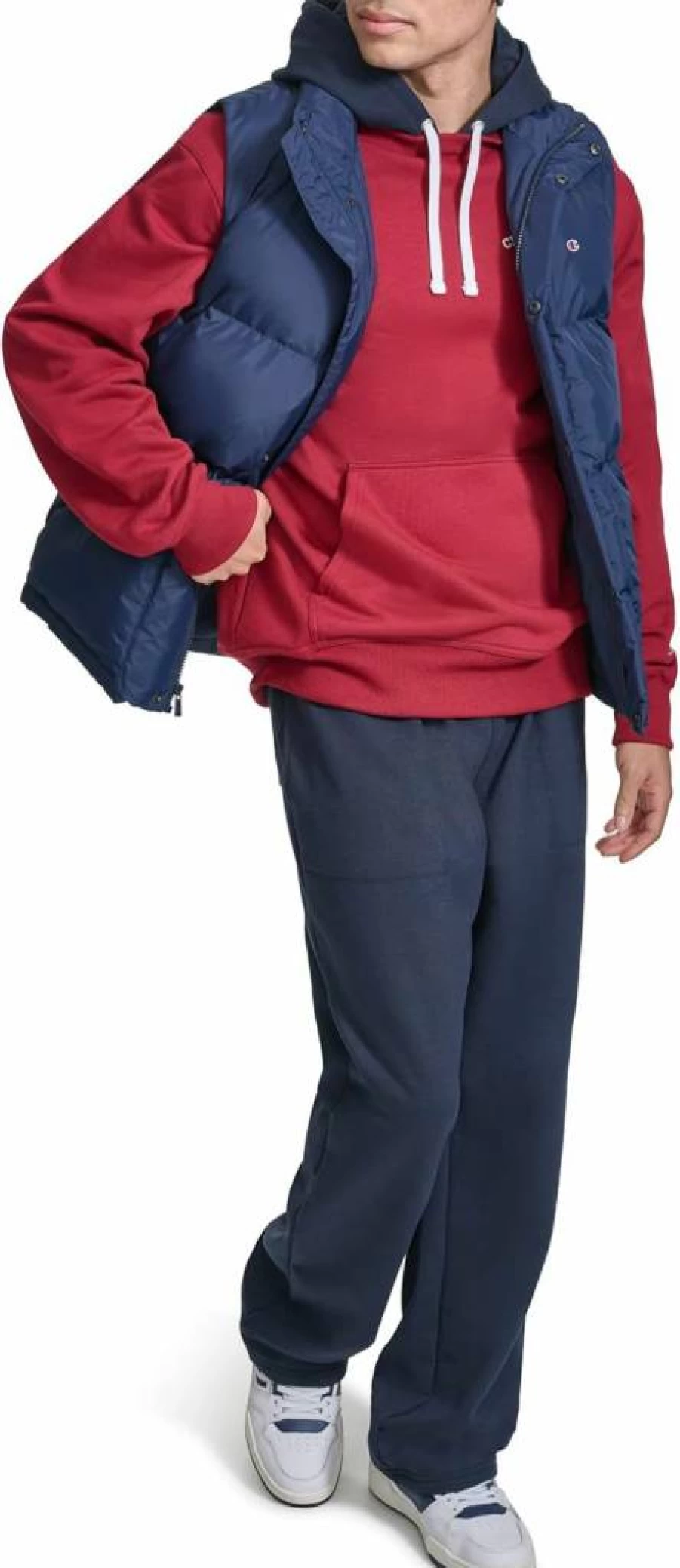 Champion Men's Logo Embroidered Quilted Puffer Vest - Lightweight Insulated Winter Vest for Men