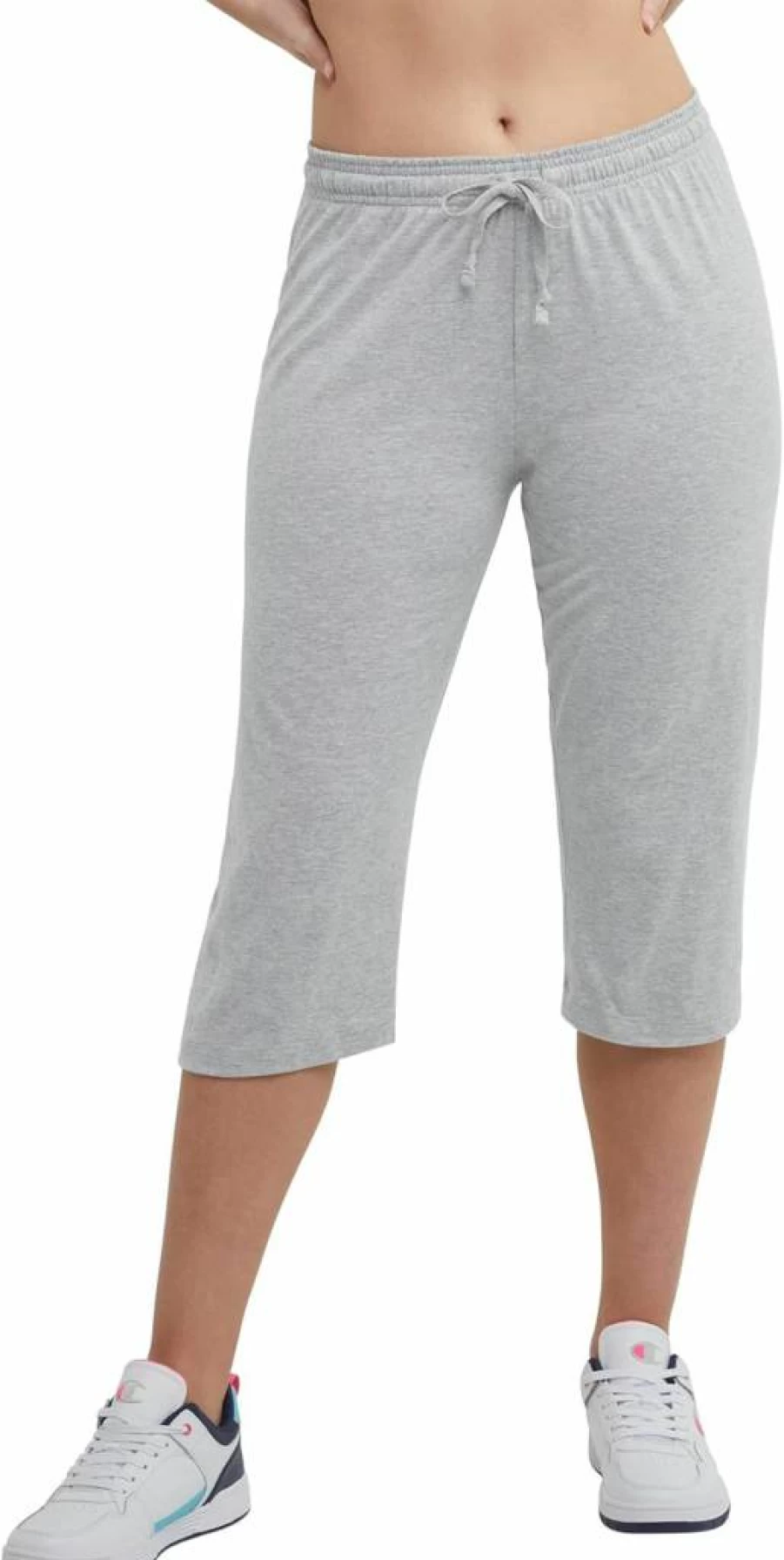 Champion Women's Lightweight Jersey Knit Capri Lounge Pants - Comfortable Cropped Pants for Casual Wear