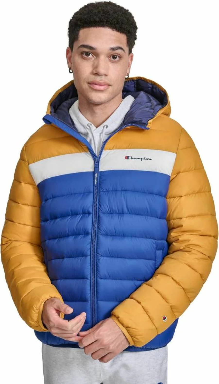 Champion Men's Lightweight Hooded Puffer Jacket - Warm Winter Coat for Men