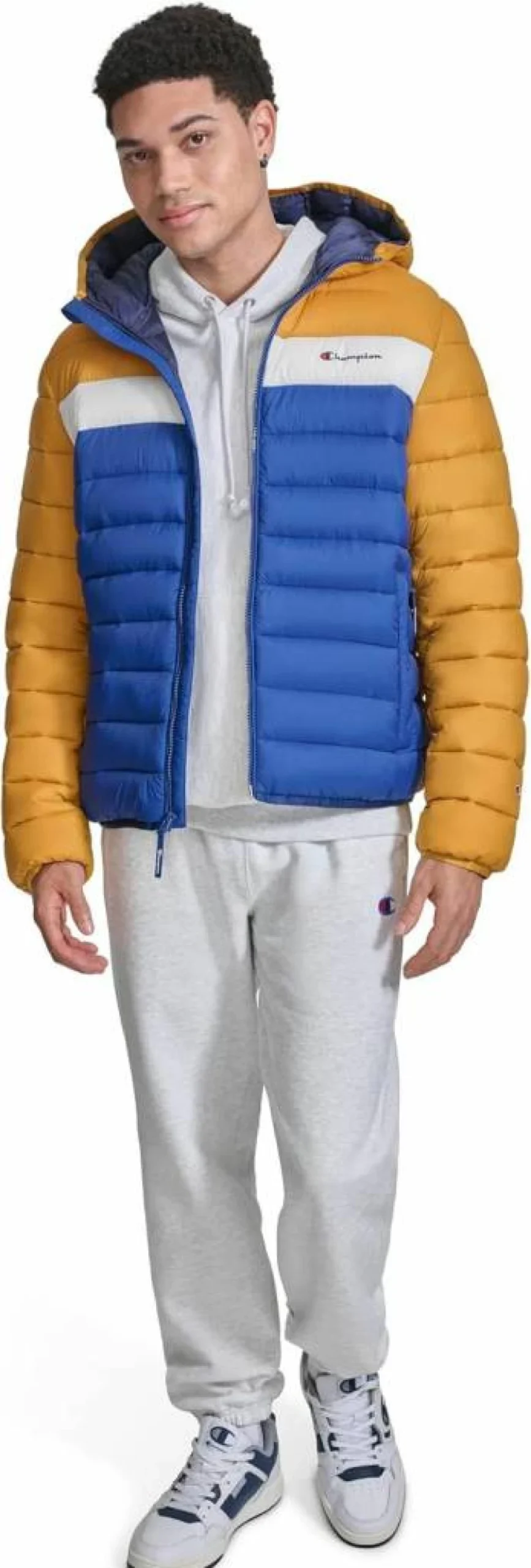 Champion Men's Lightweight Hooded Puffer Jacket - Warm Winter Coat for Men