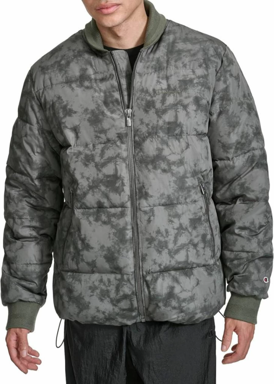 Champion Men's Mid-Weight Puffer Jacket - Warm Winter Coat, Lightweight Insulated Hooded Outerwear