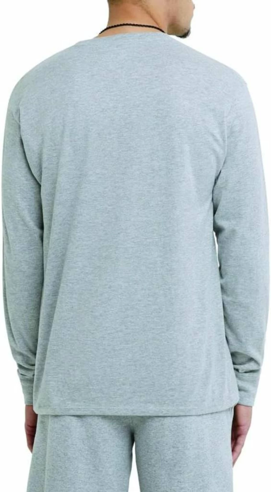 Champion Men's Classic Long Sleeve T-Shirt with Script & C Logo - Oxford Gray, Large - Regular & Big & Tall Sizes Available