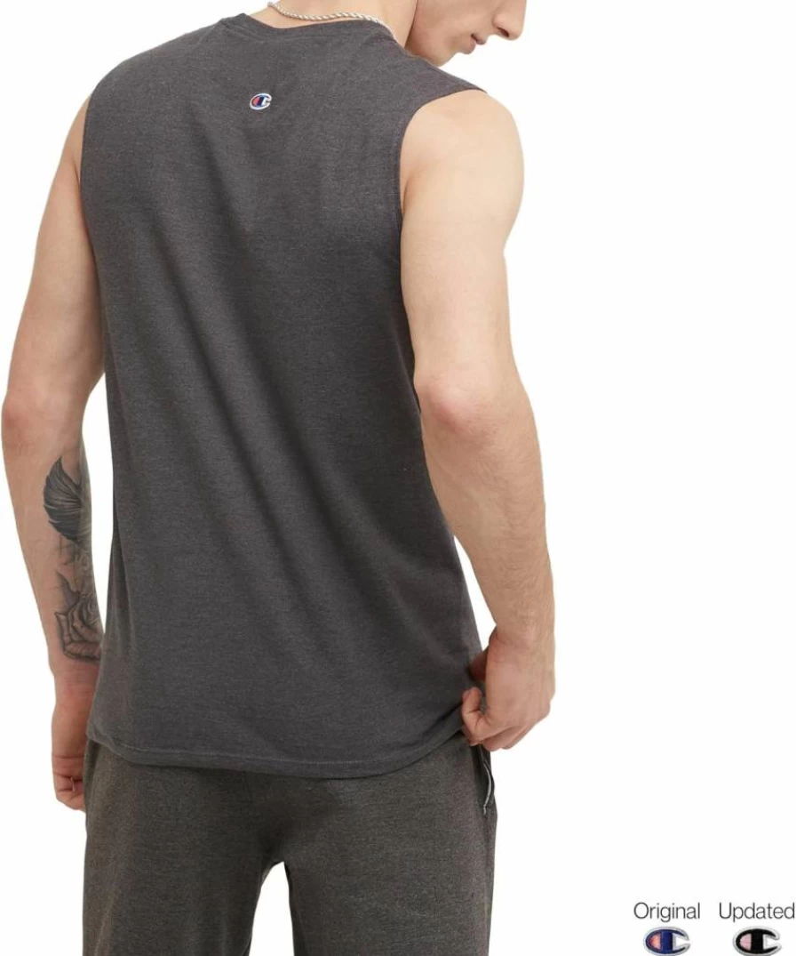 Champion Men's Granite Heather Muscle Tank - Classic Graphic Sleeveless T-Shirt (Regular & Big Tall Sizes) - Large US