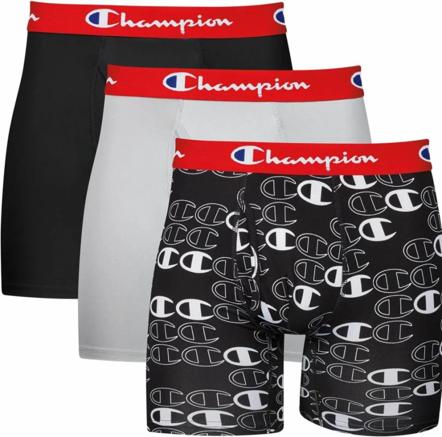 Champion Men's Active Flex Boxer Briefs 3-Pack - Lightweight, Stretch Comfort for Everyday Wear