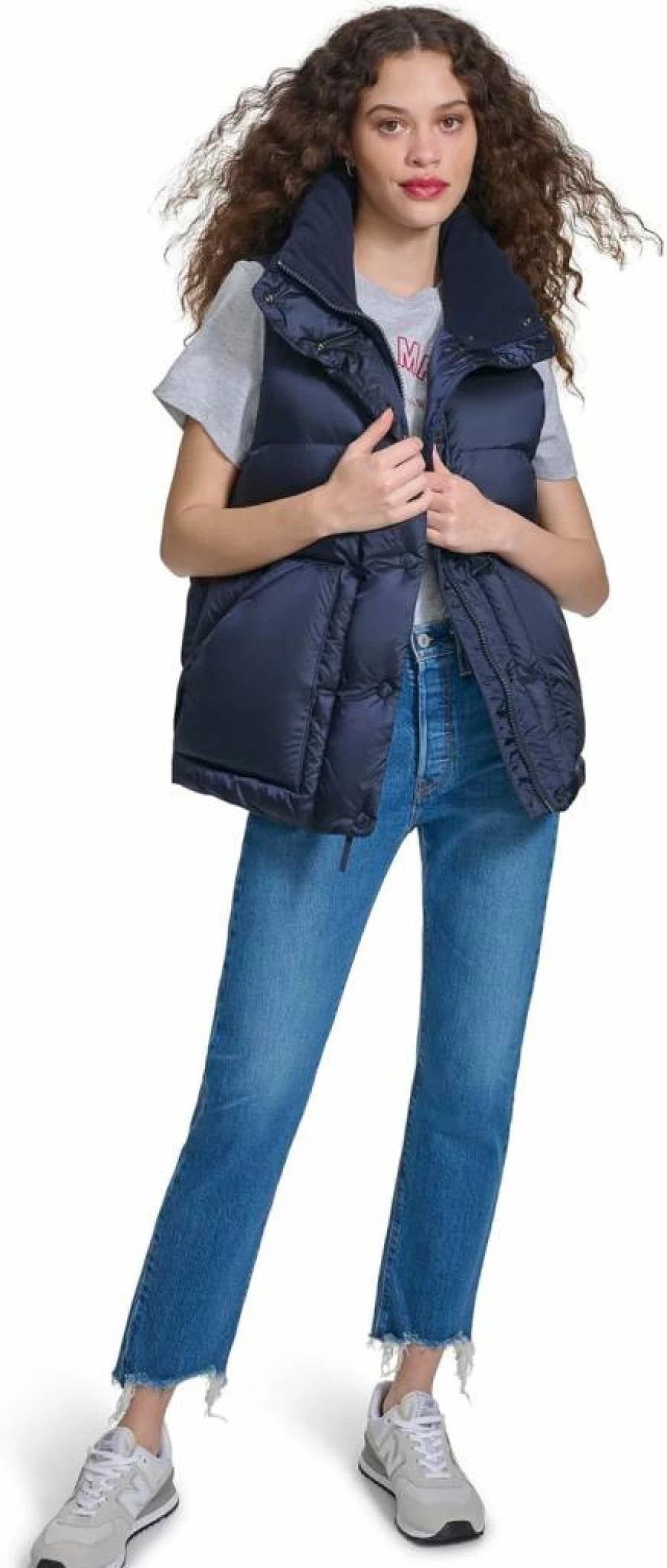 Champion Women's Stand Collar Satin Quilted Puffer Vest - Lightweight Winter Jacket