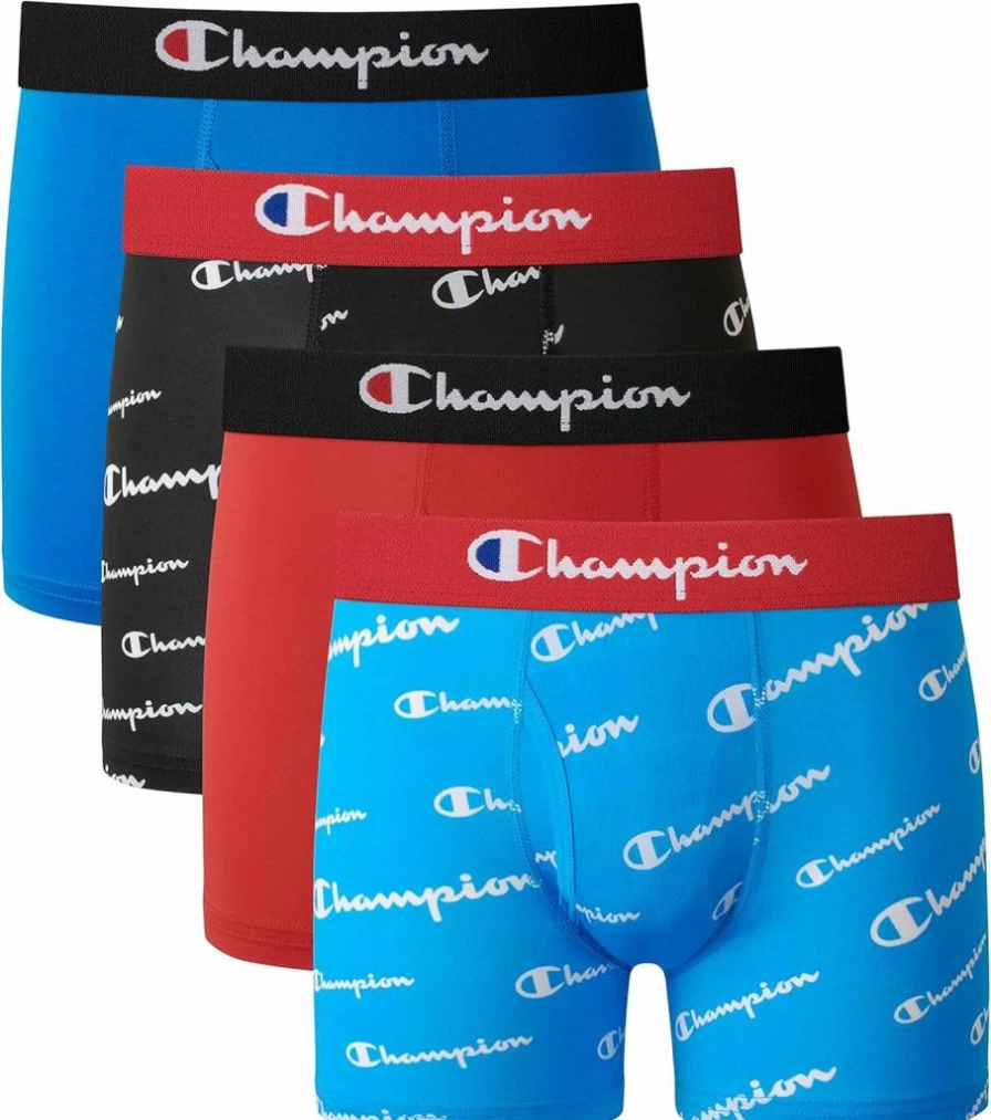 Champion Boys' Active Stretch Boxer Briefs 4-Pack - Comfortable Everyday Underwear for Kids