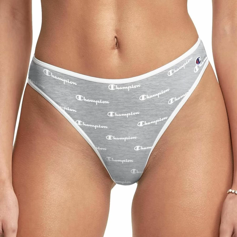 Champion Women's Cotton Thong Underwear - Moisture-Wicking, Comfortable Stretch Heritage Panties
