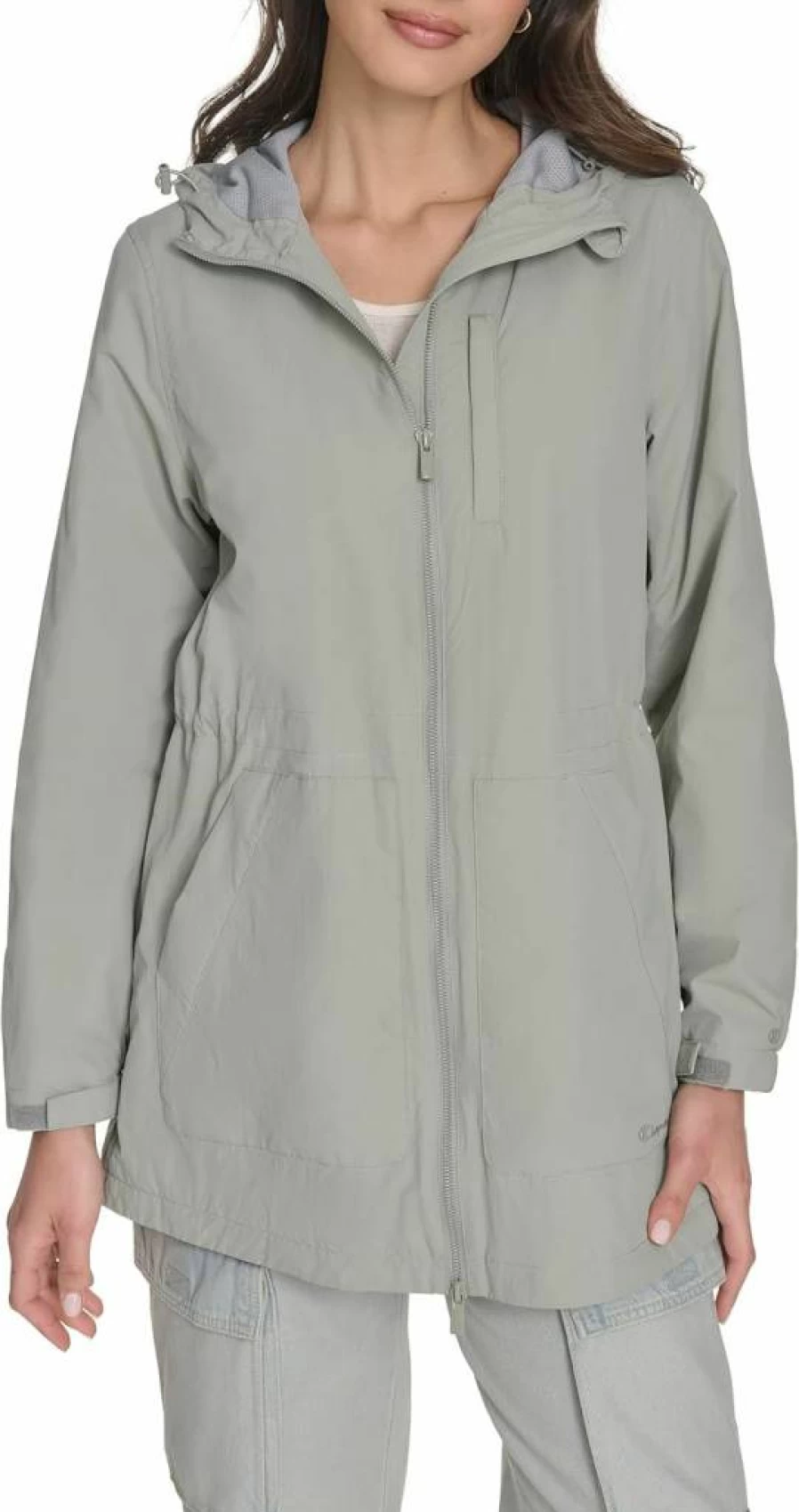 Champion Women's Water-Resistant Hooded Jacket with Adjustable Waist for Comfort and Style