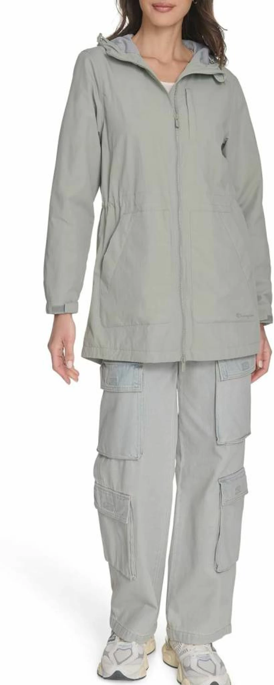 Champion Women's Water-Resistant Hooded Jacket with Adjustable Waist for Comfort and Style
