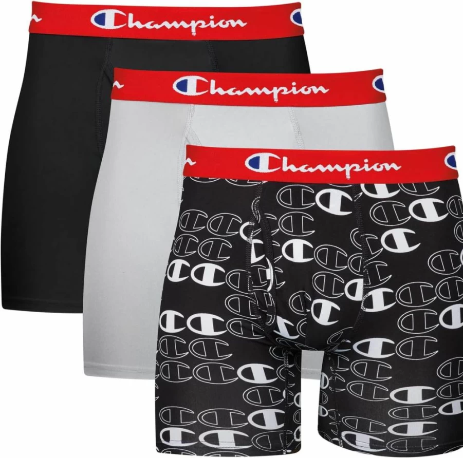 Champion Men's Active Flex 3-Pack Boxer Briefs - Lightweight, Stretch Comfort for Everyday Wear