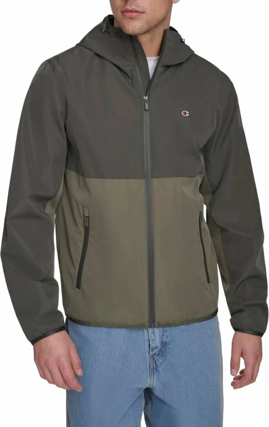Champion Men's Lightweight Waterproof Windbreaker Hooded Rain Jacket for Outdoor Activities