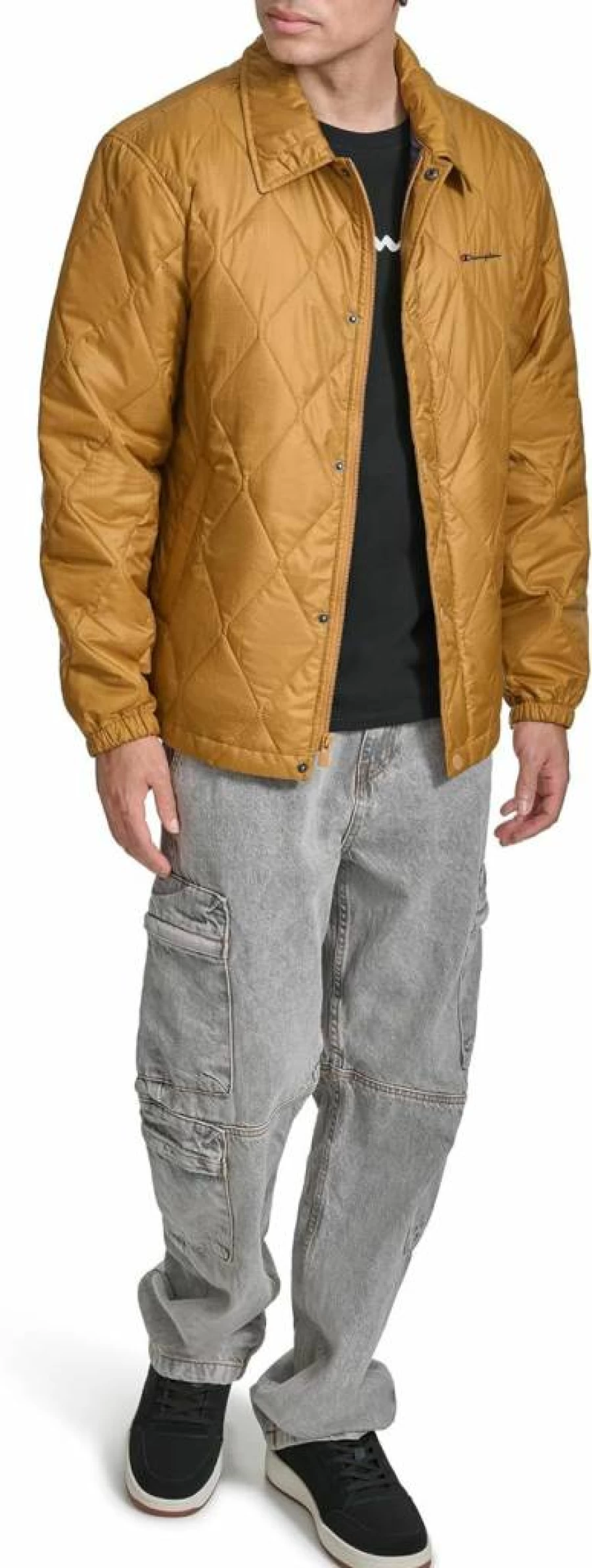 Champion Men's Diamond Quilted Coaches Jacket - Lightweight Active Training Outerwear
