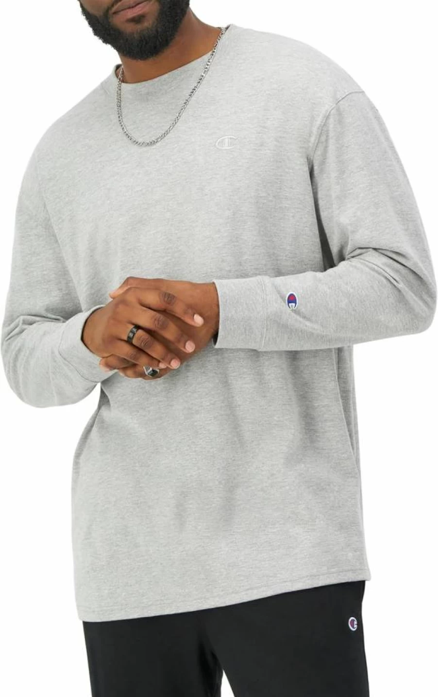 Champion Men's Classic Long Sleeve T-Shirt - Regular & Big Tall Sizes, Comfort Cotton Crewneck Tee