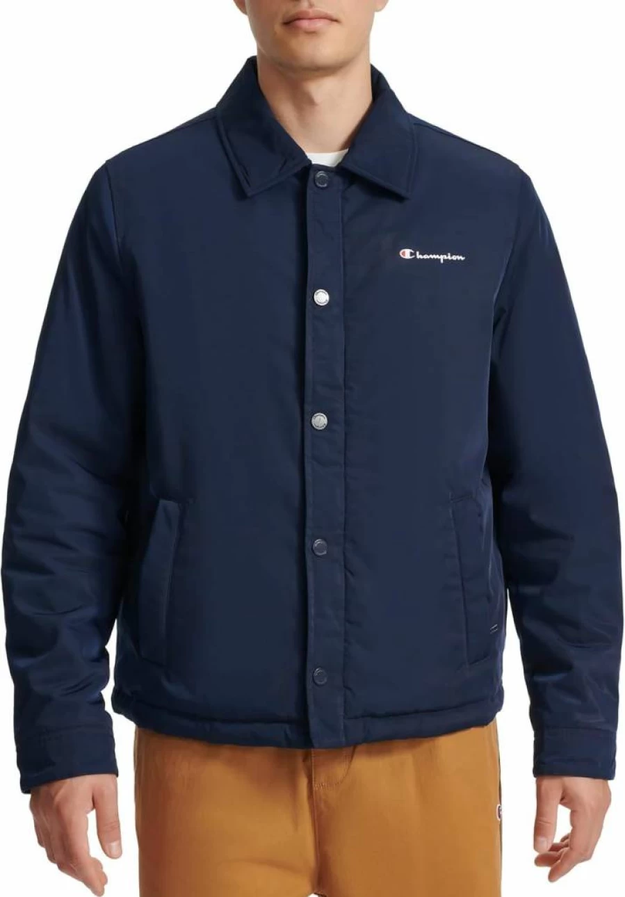Champion Men's Water-Resistant Coaches Jacket - Lightweight Active Training Outerwear