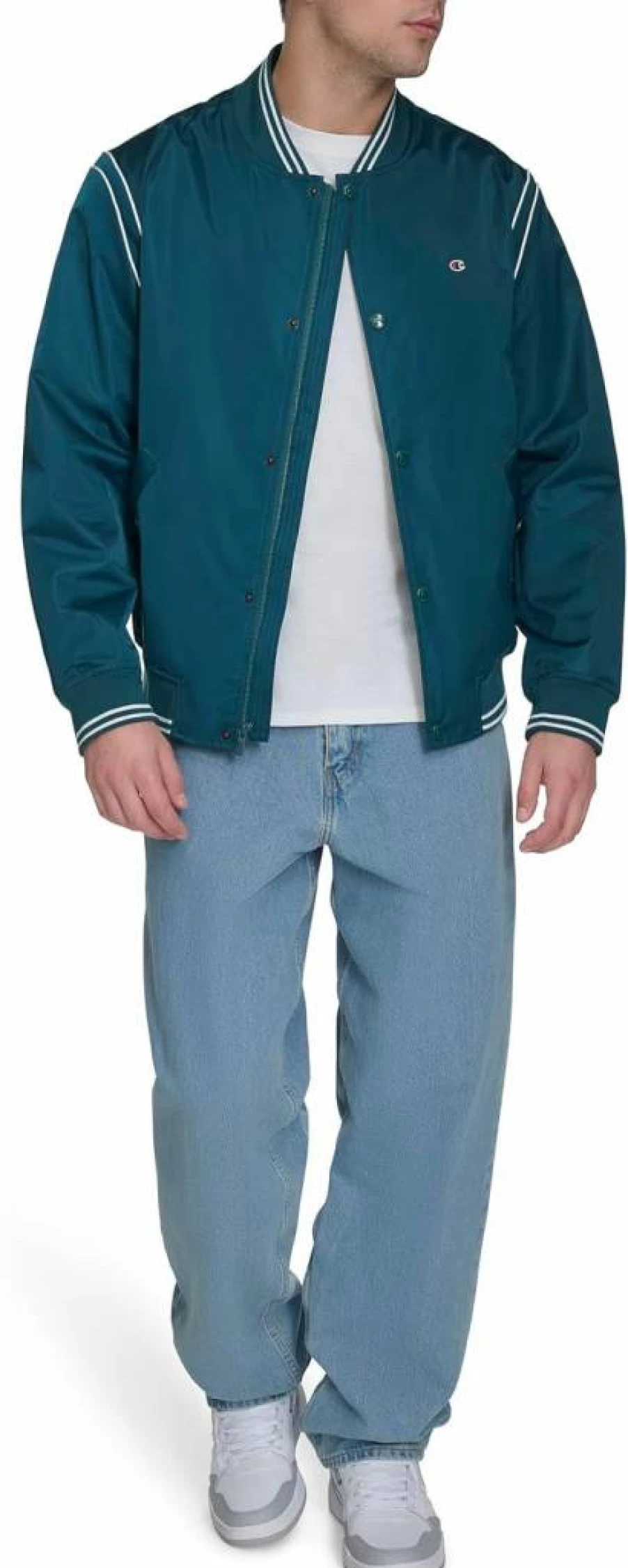 Champion Men's Lightweight Varsity Bomber Jacket - Classic Athletic Style Windbreaker for Casual Wear