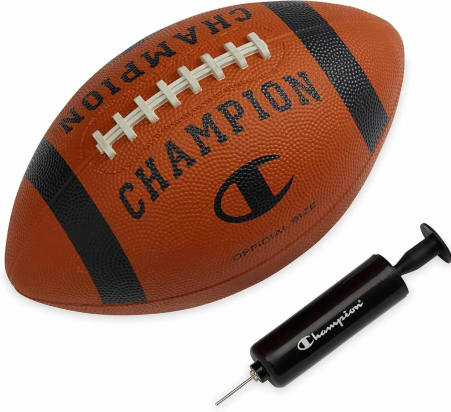 Champion Blitz All-Weather Football with Enhanced Grip, Durable Rubber Cover & Molded Laces for Outdoor Training, Includes Pump - Official Size & Weight