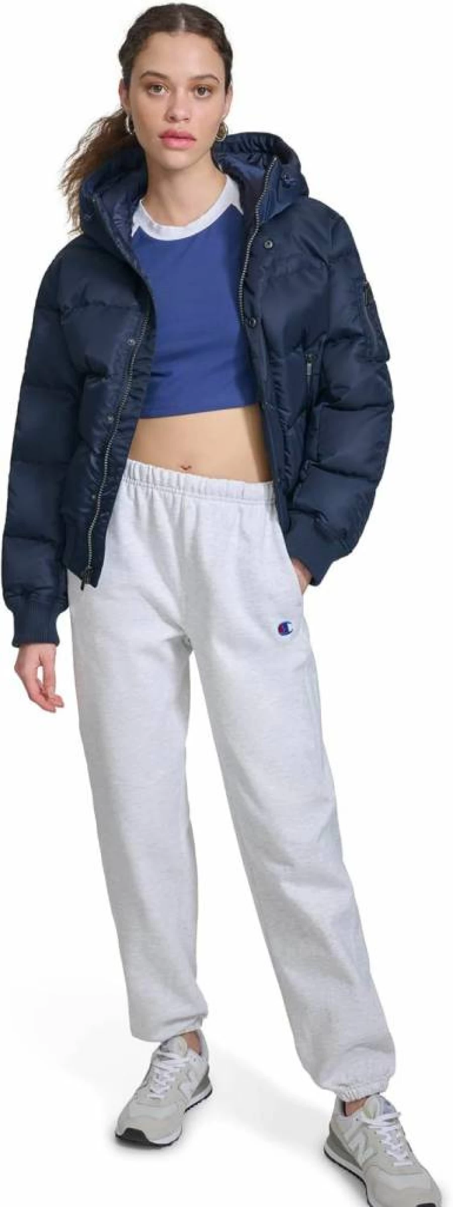 Champion Women's Hooded Quilted Puffer Jacket - Warm Winter Snorkel Coat