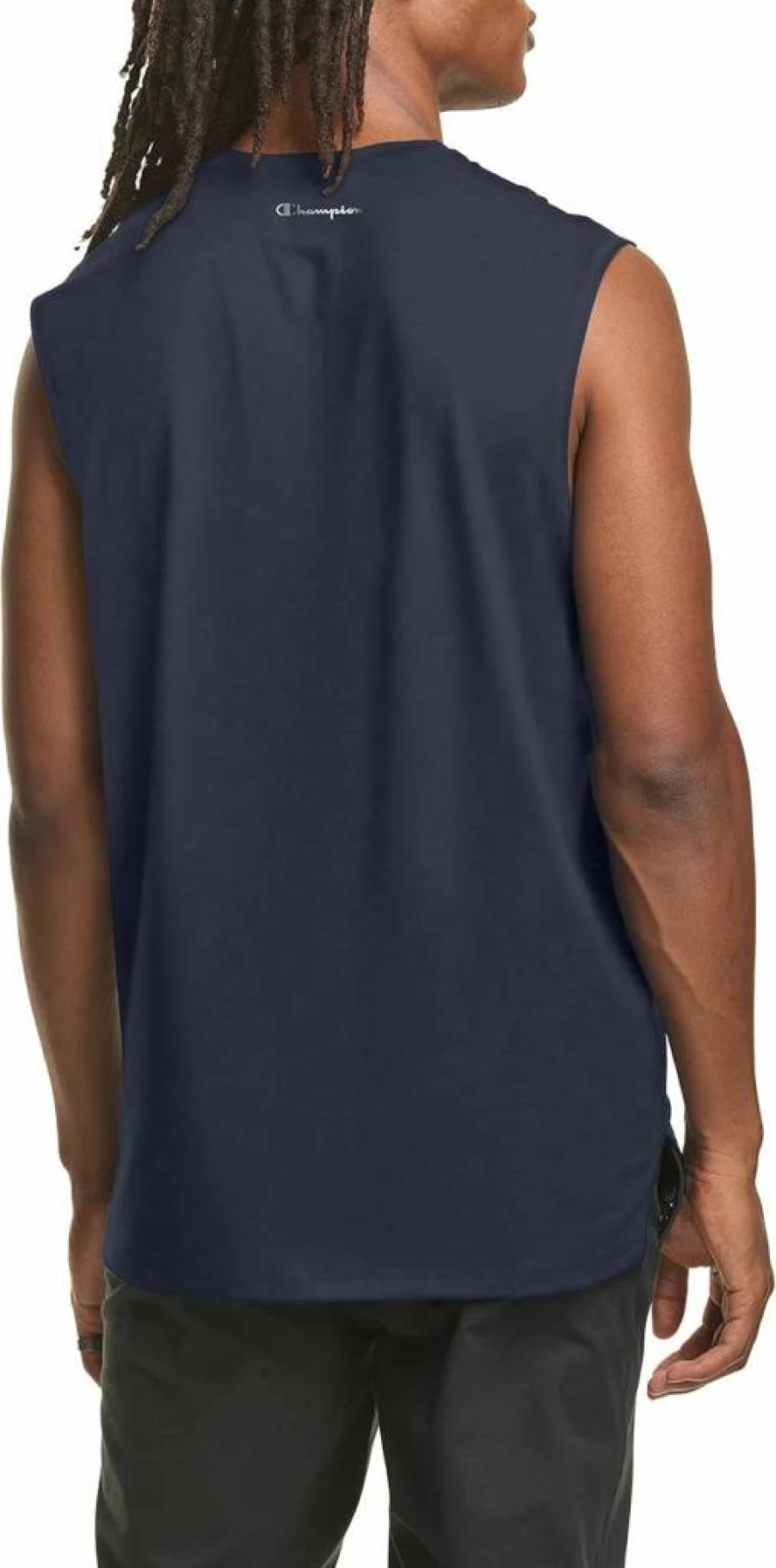 Champion Men's Moisture-Wicking Anti-Odor Muscle T-Shirt - Regular & Big & Tall Sizes - Navy, Large - Athletic Fit
