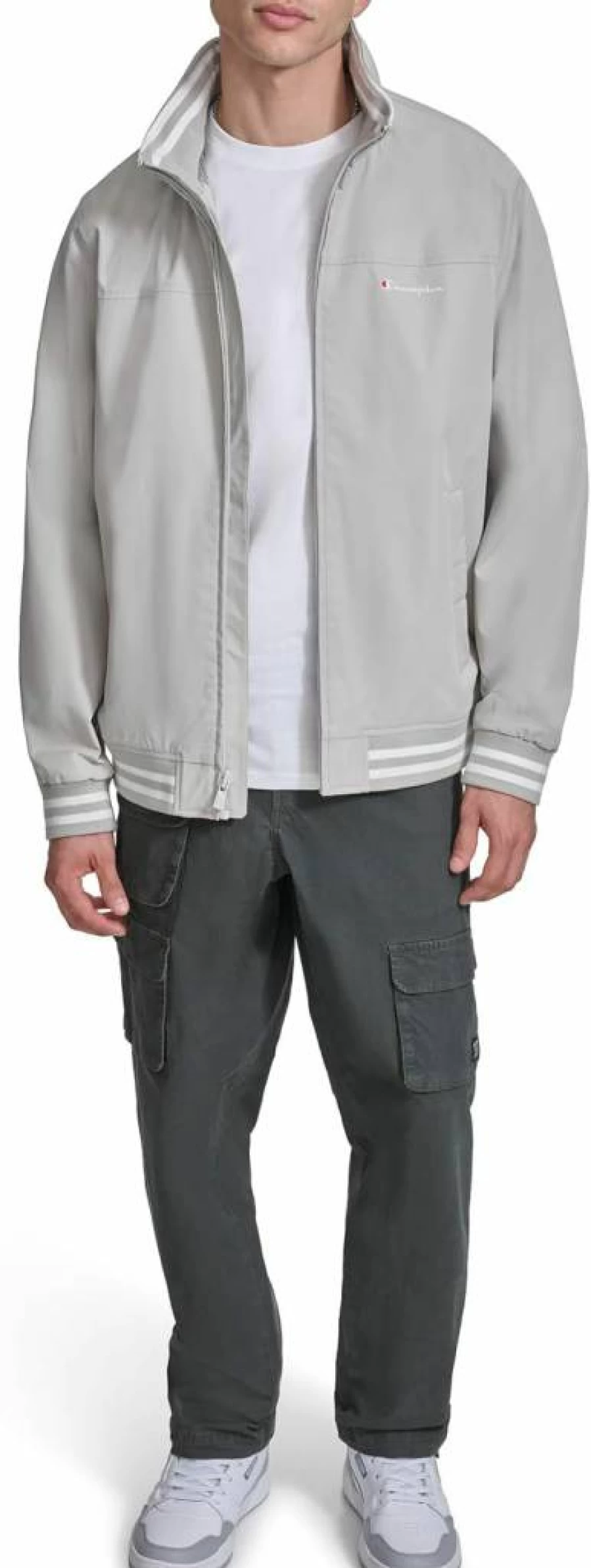 Champion Men's Water-Resistant Bomber Jacket with Flex Stand Collar – Lightweight Varsity Style