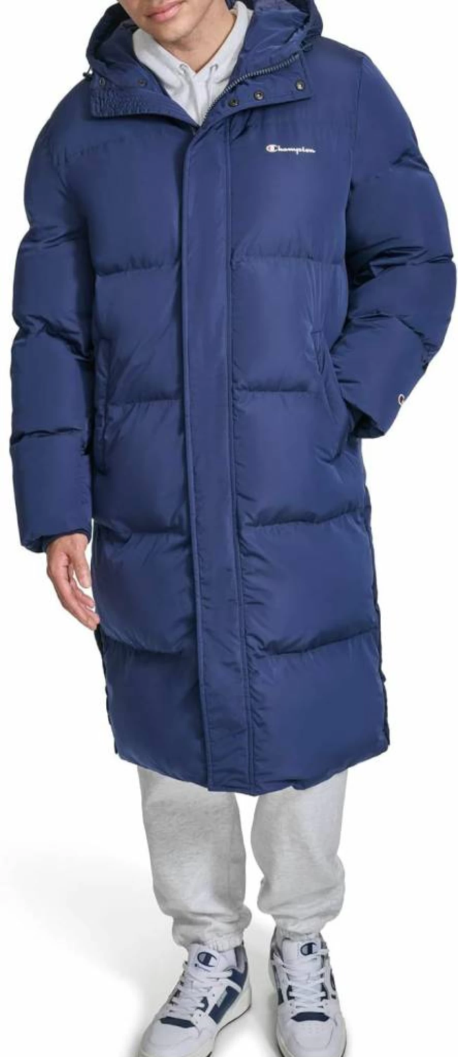Champion Men's Hooded Puffer Jacket - Winter Warm Full-Length Coat for Men