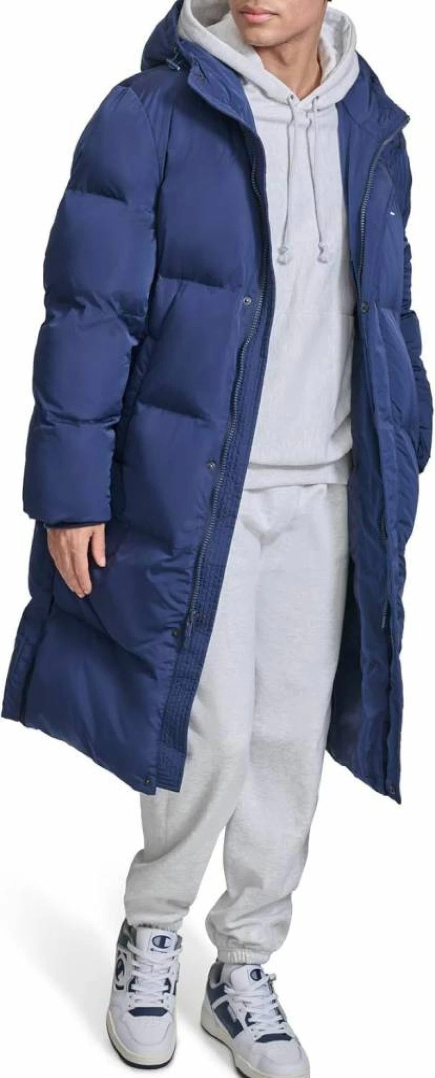 Champion Men's Hooded Puffer Jacket - Winter Warm Full-Length Coat for Men
