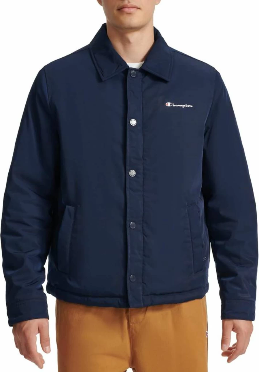 Champion Men's Water-Resistant Coaches Jacket - Lightweight Active Training Windbreaker