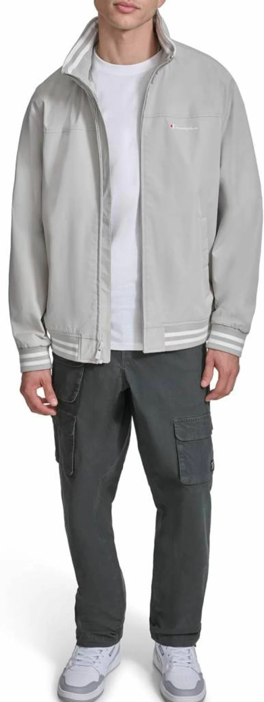 Champion Men's Water-Resistant Bomber Jacket with Flex Stand Collar - Lightweight Varsity Style Coat for Men