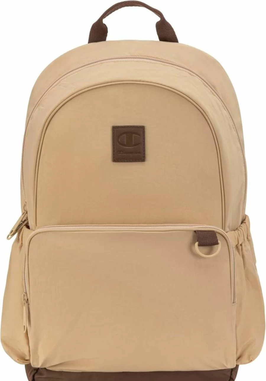 Champion Venice Medium Nylon Backpack - Lightweight Water-Resistant Daypack for Men & Women, Black/Silver, Durable School & Travel Bag