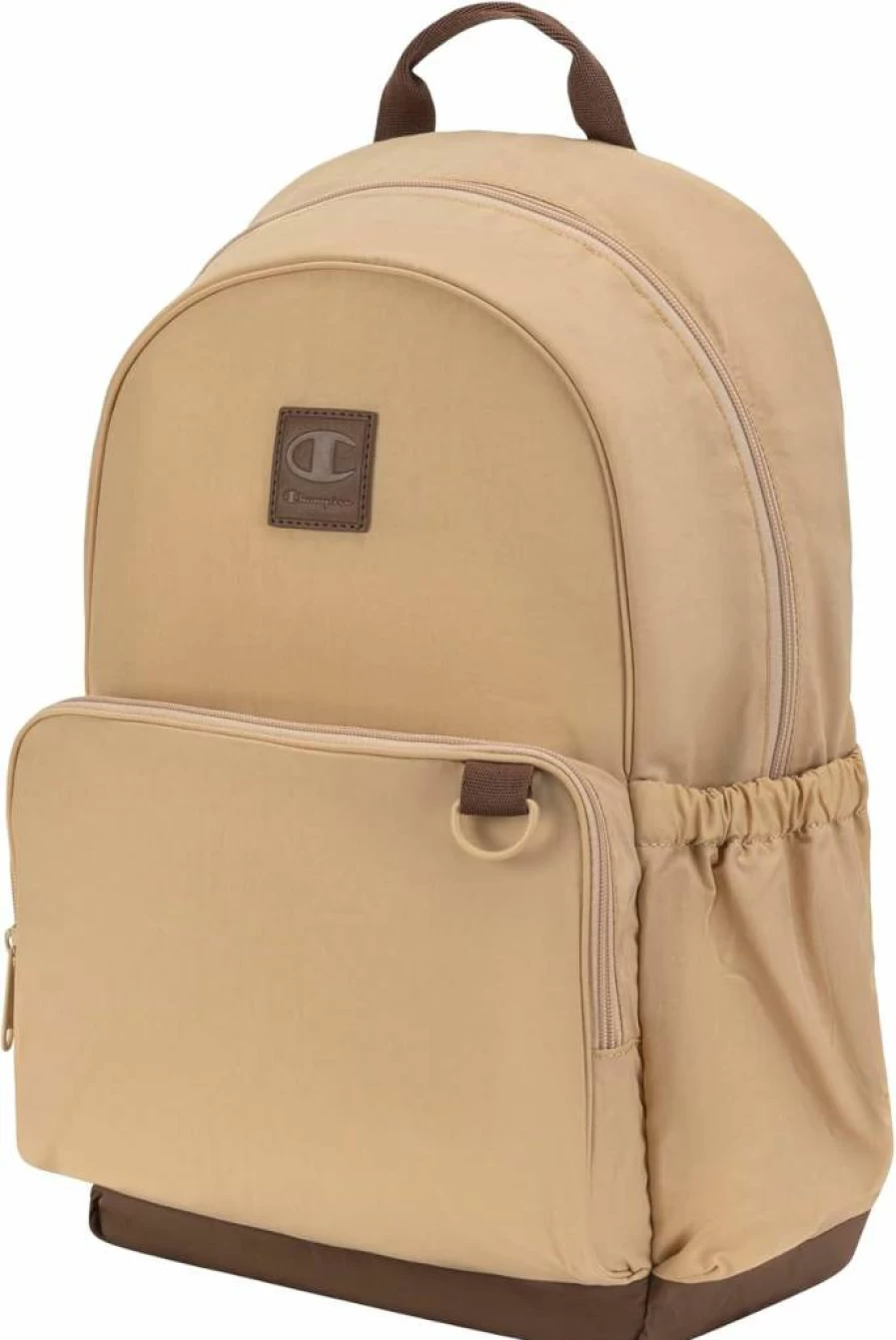 Champion Venice Medium Nylon Backpack - Lightweight Water-Resistant Daypack for Men & Women, Black/Silver, Durable School & Travel Bag