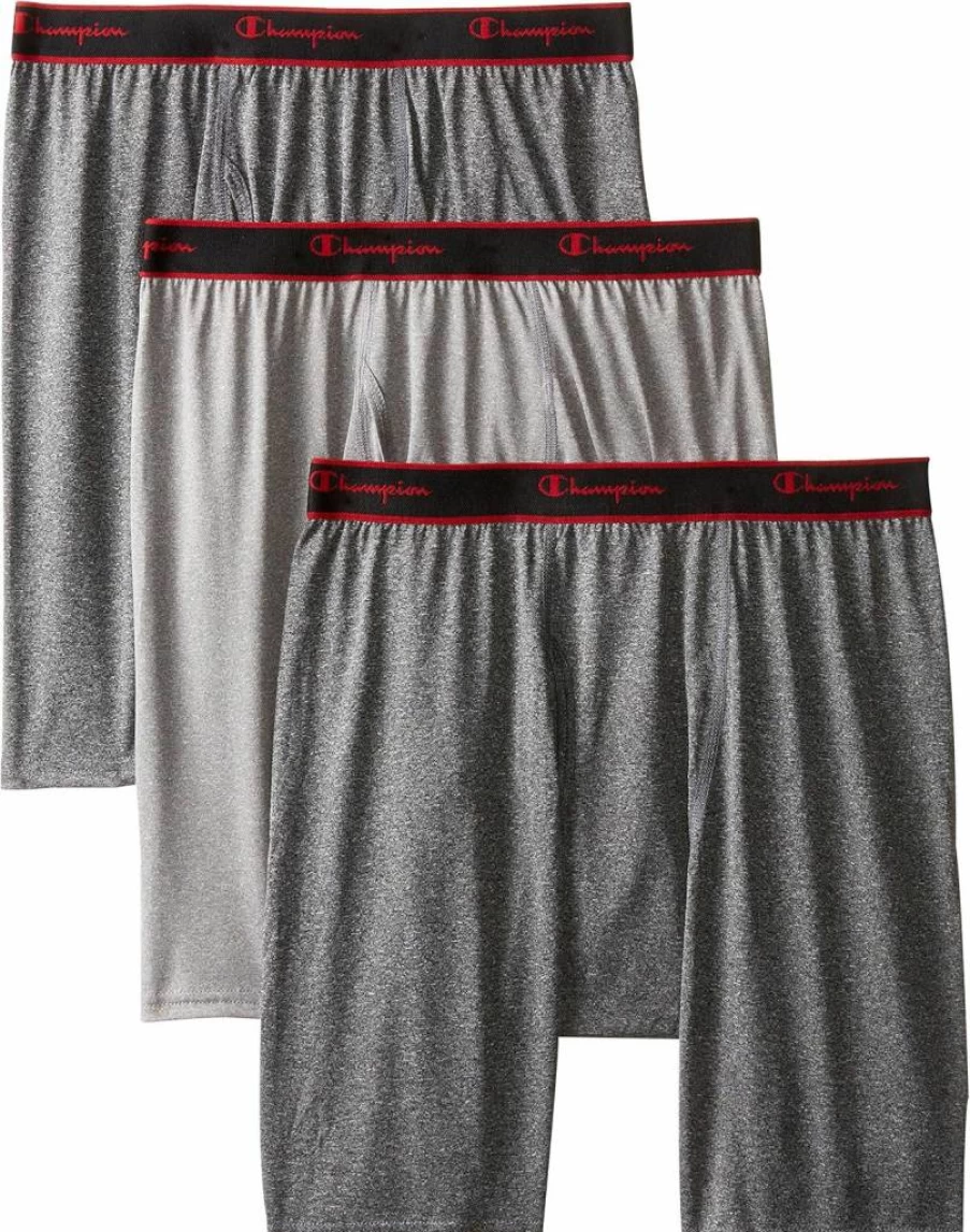Champion Men's 3-Pack Breathable Stretch Cotton Boxer Briefs - Moisture-Wicking Performance Underwear