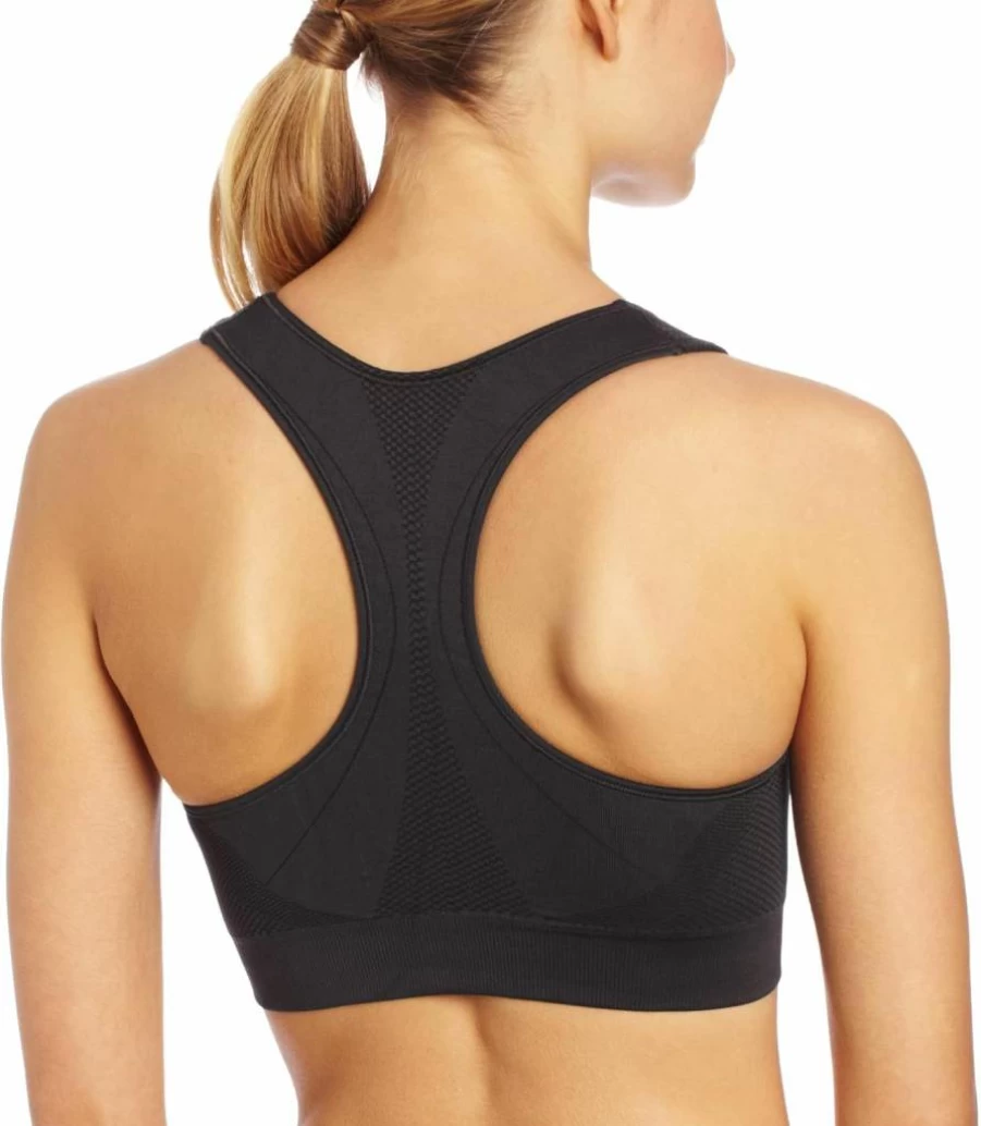 Champion Women's Infinity Seamless Racerback Sports Bra - Medium Support, Moisture Wicking, Asphalt Grey, Size Medium