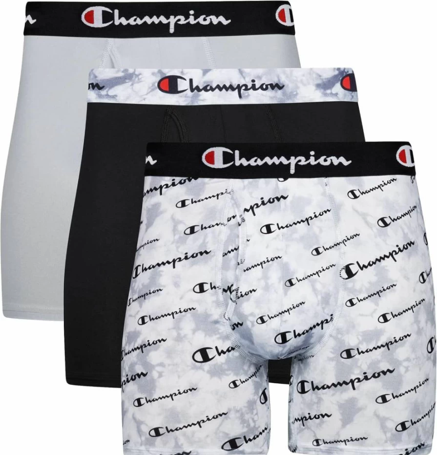 Champion Men's Boxer Briefs 3-Pack with Support Pouch - Comfortable Athletic Underwear for Daily Wear