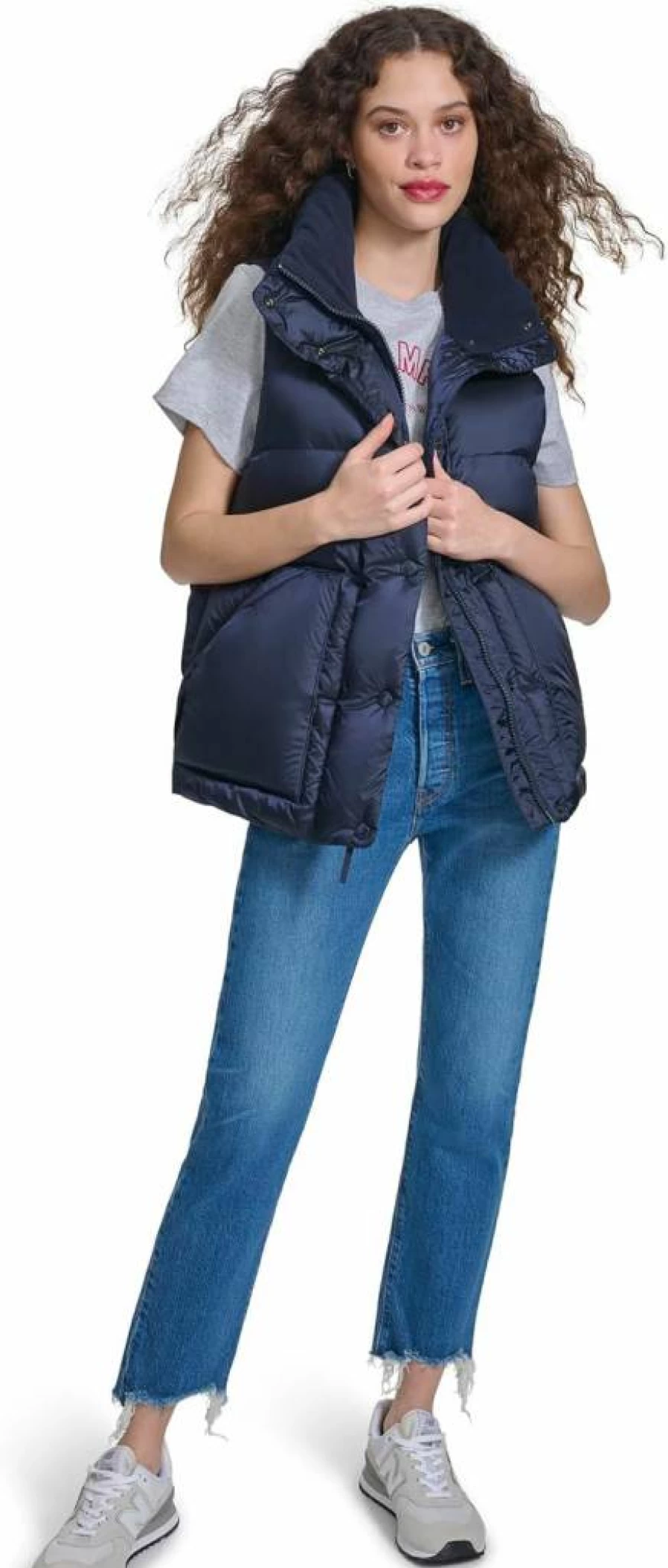 Champion Women's Stand Collar Satin Quilted Puffer Vest - Lightweight Winter Jacket