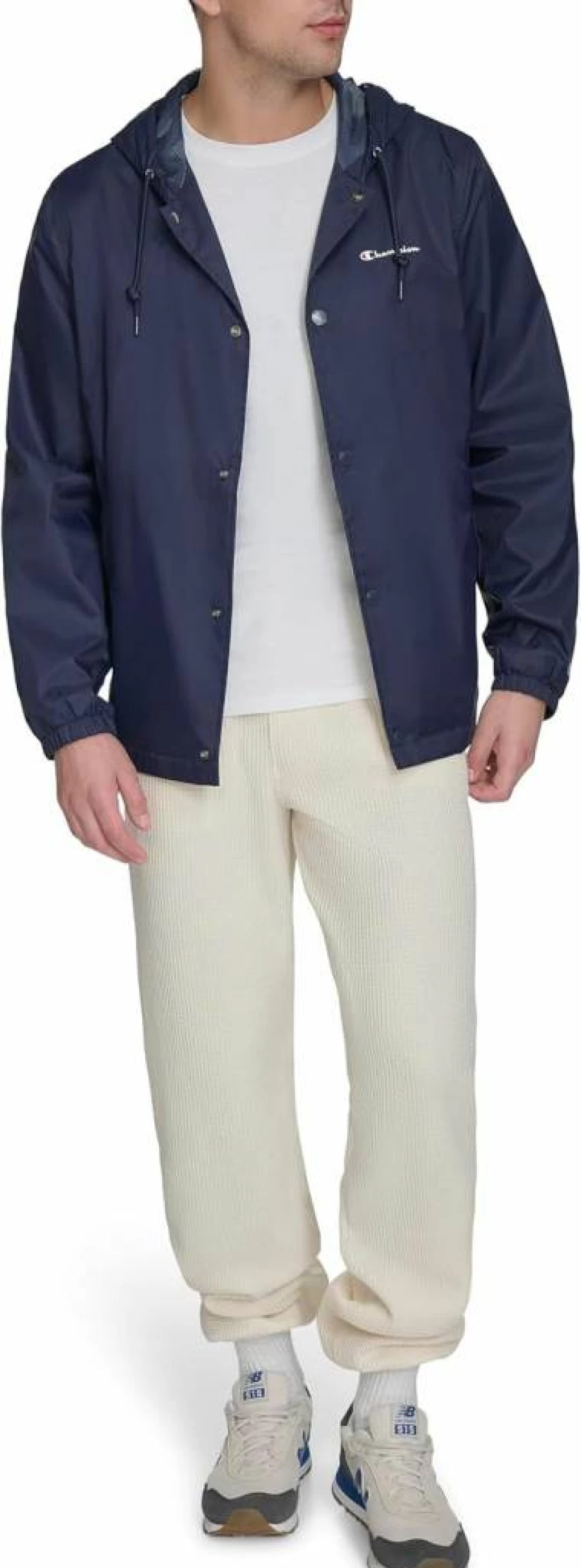 Champion Men's Water-Resistant Hooded Coaches Jacket for Rain & Outdoor Protection