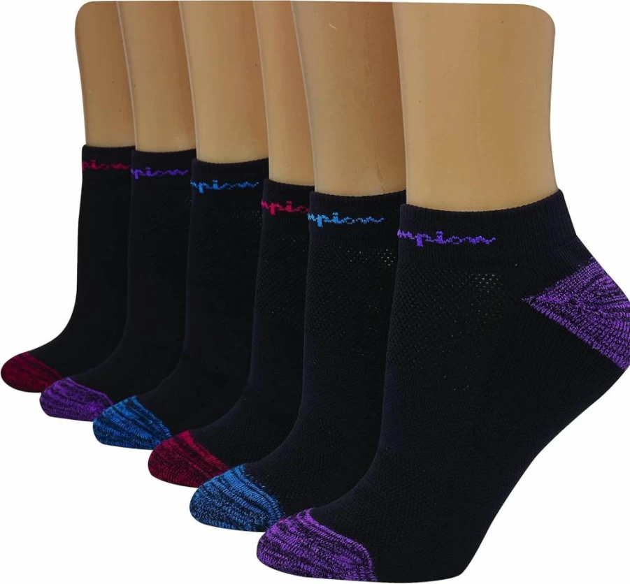 Champion Women's 6-Pack Low-Cut Comfort Socks for Casual Wear & Athletic Performance