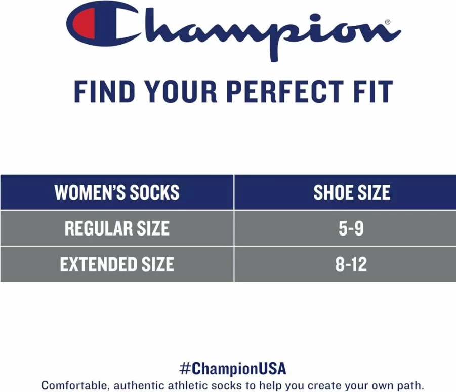 Champion Women's 6-Pack Low-Cut Comfort Socks for Casual Wear & Athletic Performance