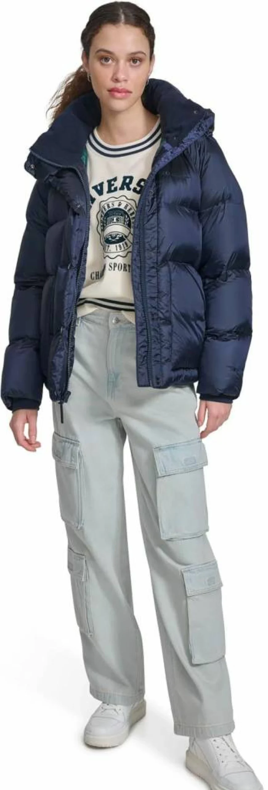 Champion Women's Hooded Quilted Puffer Jacket - Mid-Weight Winter Coat