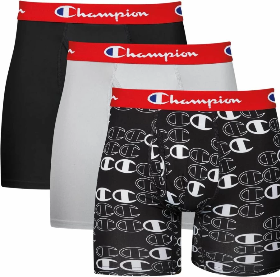 Champion Men's Active Flex 3-Pack Boxer Briefs - Lightweight, Stretch Comfort for Everyday Wear
