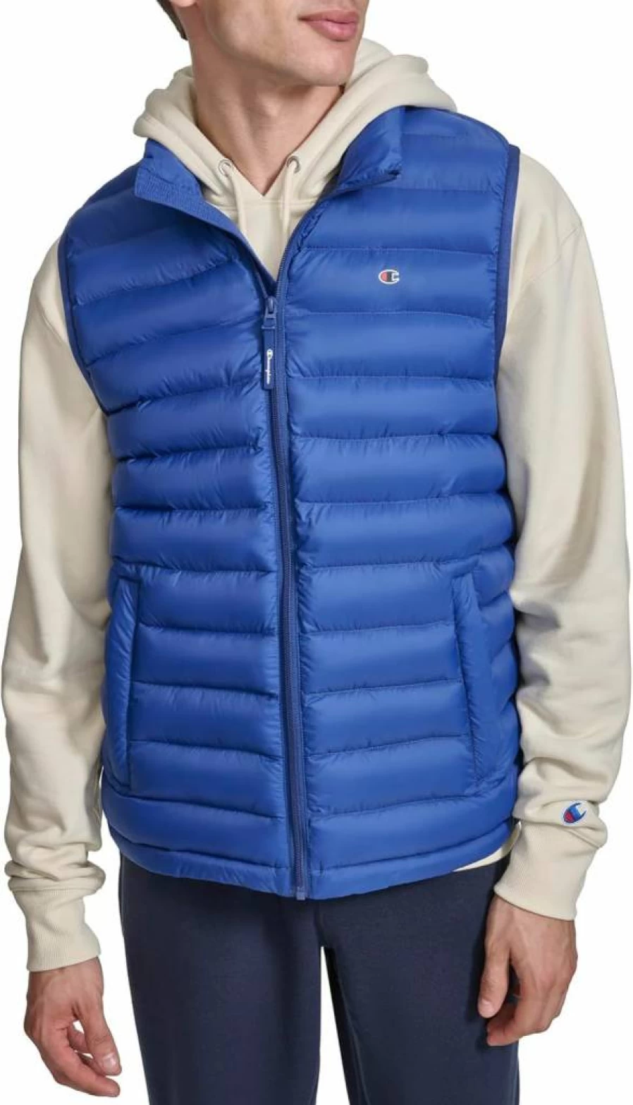 Champion Men's Lightweight Packable Stand Collar Puffer Vest for Winter Warmth