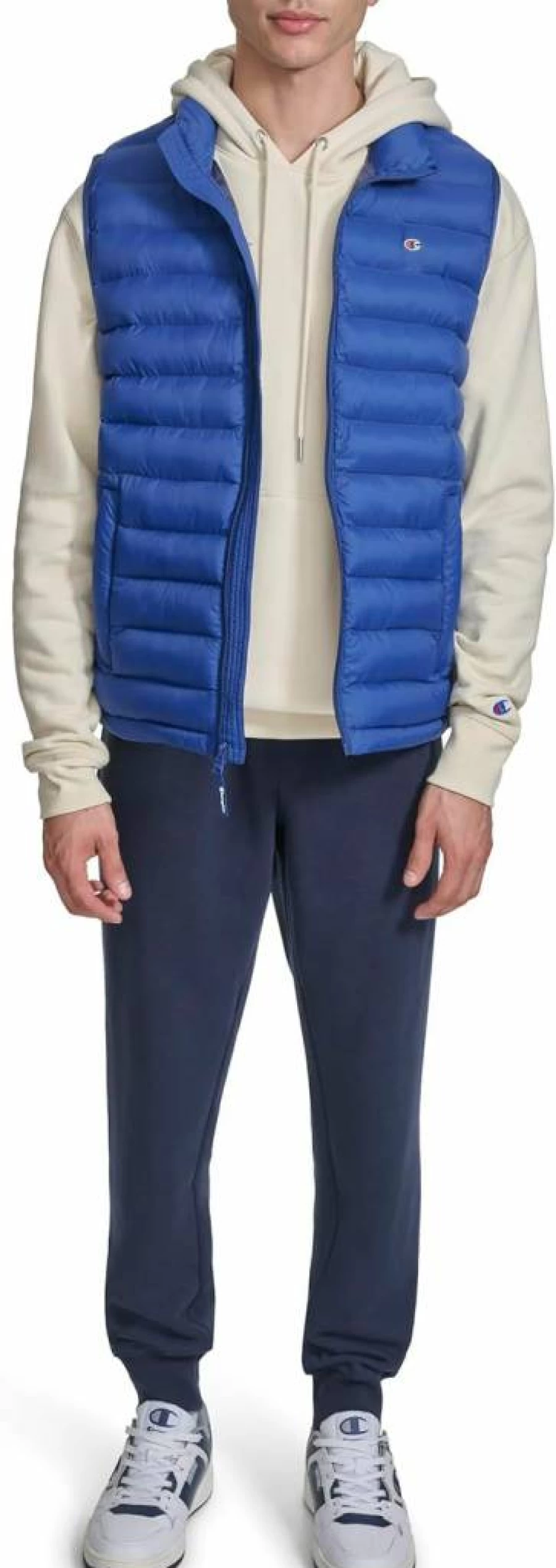 Champion Men's Lightweight Packable Stand Collar Puffer Vest for Winter Warmth