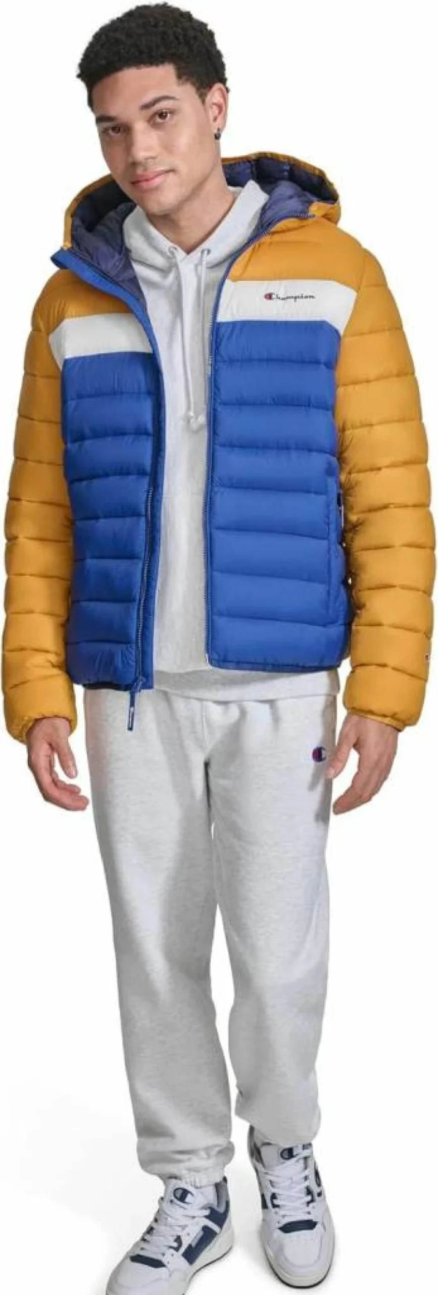 Champion Men's Lightweight Hooded Puffer Jacket - Warm Winter Coat for Men