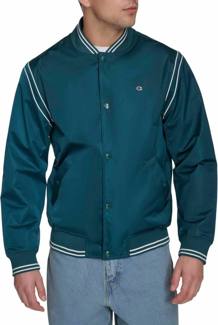 Champion Men's Lightweight Varsity Bomber Jacket - Classic Athletic Style Windbreaker for Casual Wear