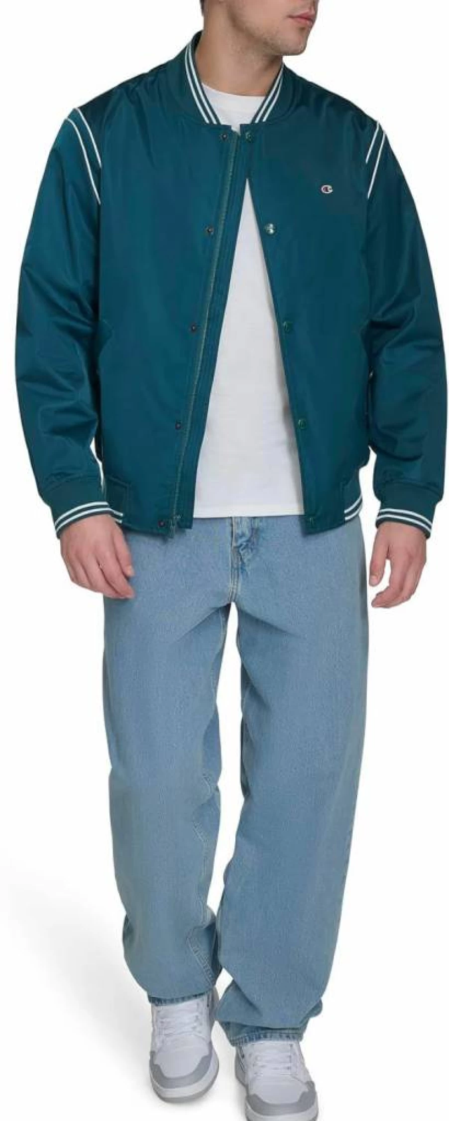 Champion Men's Lightweight Varsity Bomber Jacket - Classic Athletic Style Windbreaker for Casual Wear