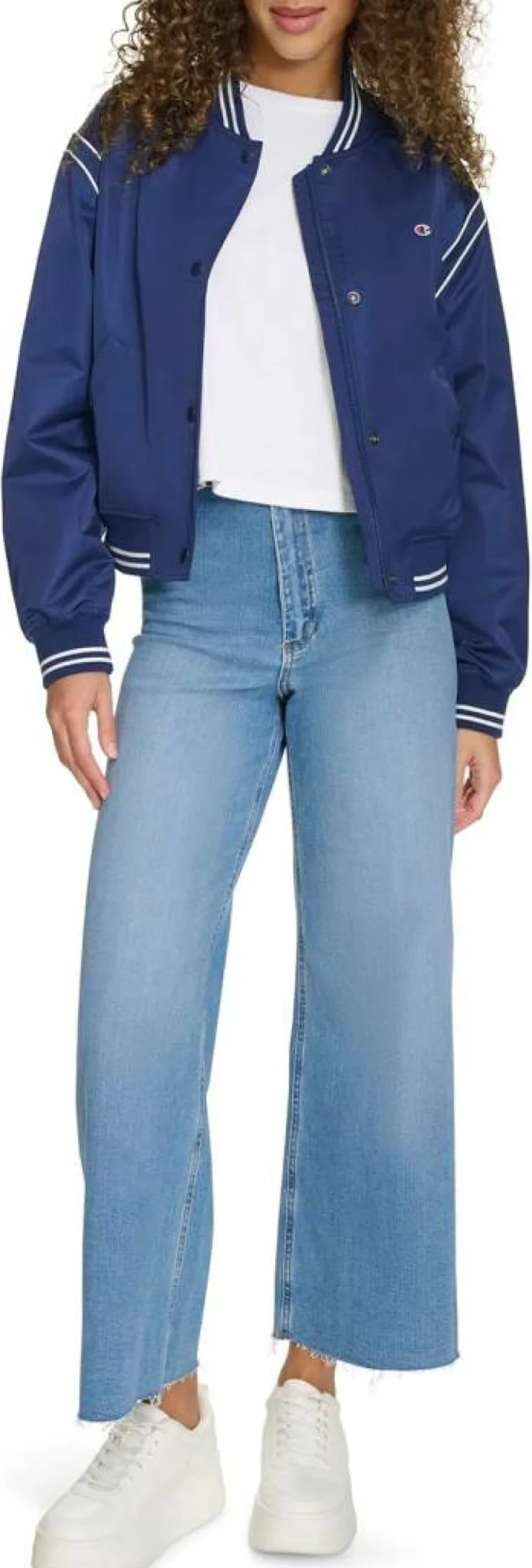 Champion Women's Cropped Varsity Bomber Jacket - Stylish Athletic Outerwear for Women