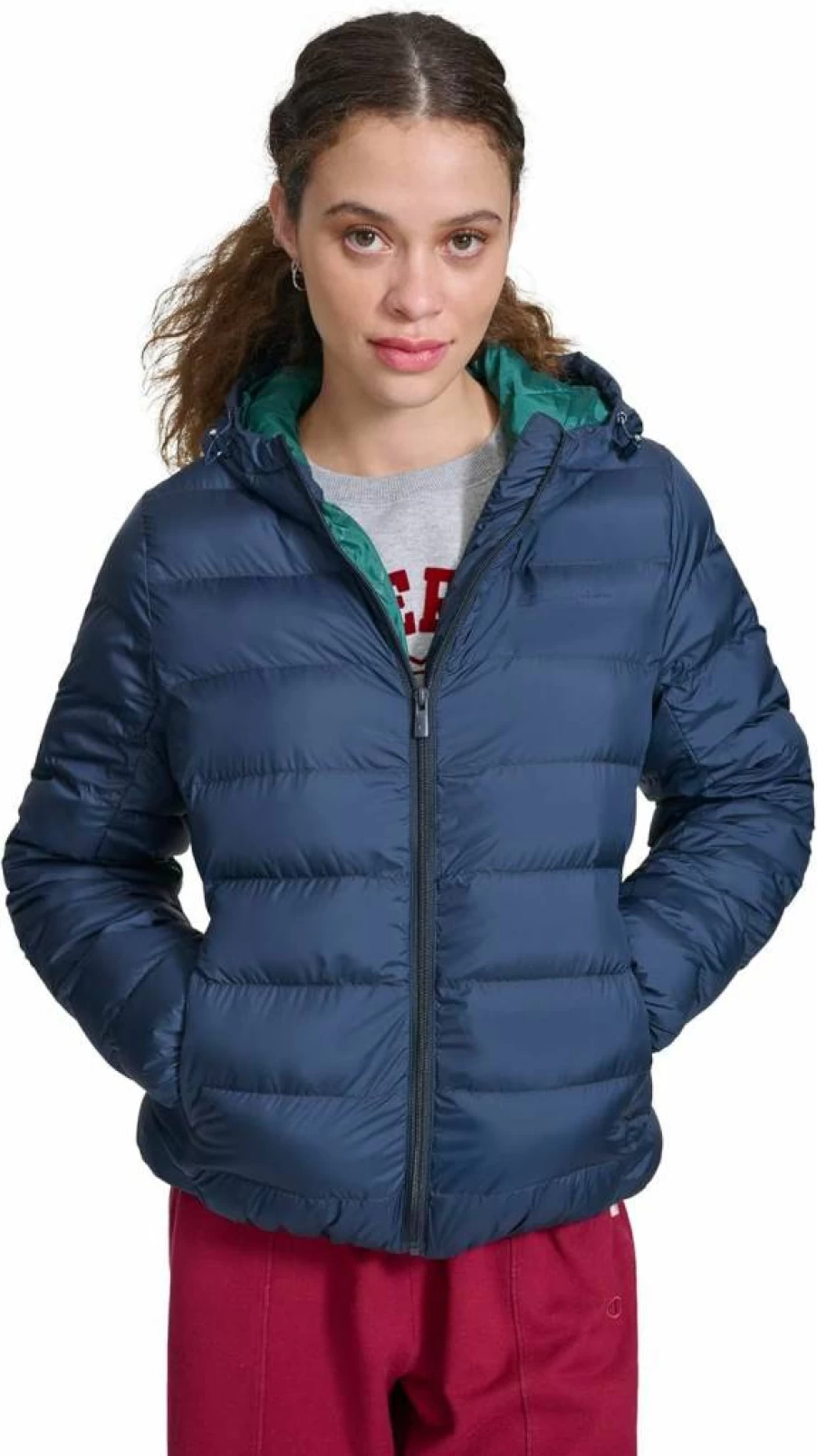 Champion Women's Hooded Quilted Puffer Jacket - Lightweight Packable Winter Coat for Women